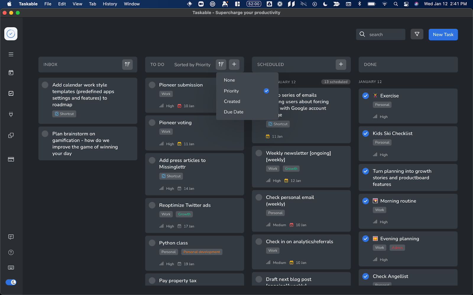 My new productivity system in Taskable